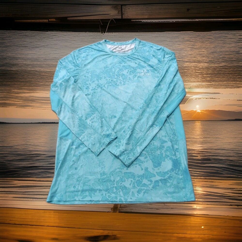 Realtree Fishing Shirt men's L blue long sleeve lightweight pullover